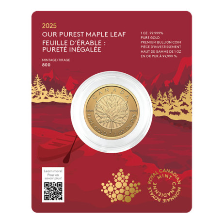 Moneta d'oro foglia d'acero canadese da 1 oz del 2025 | Moneta d'oro foglia d'acero canadese da 1 oz del 2025