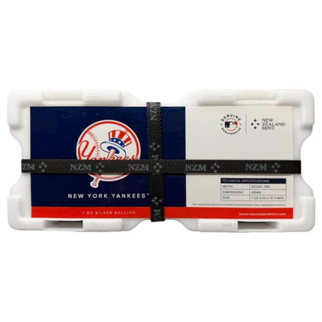 Schachtel mit 250 Stück | 2024 Neuseeland 1 oz NY Yankees Baseball Silbermünze .999 Fein